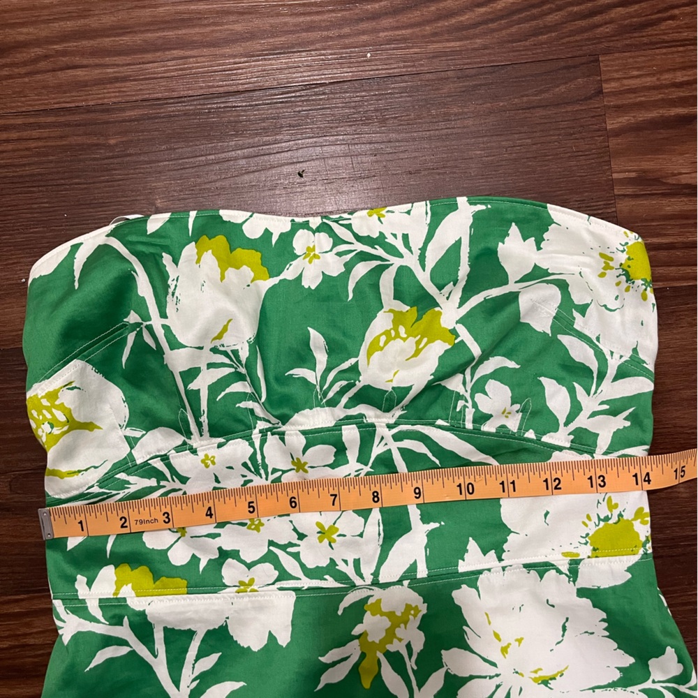 J CREW Womens Green White Floral
Cotton Strapless Dress  Size 6 - Picture 7 of 12